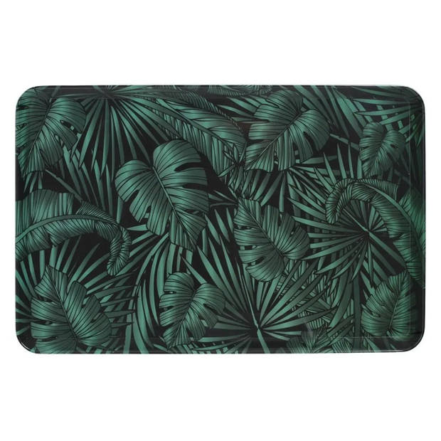 Dienblad/serveerblad rechthoekig Jungle 30 x 22 cm donker groen - Dienbladen