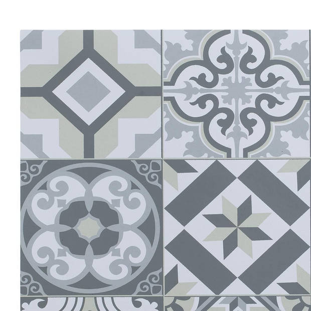 Set van 4x stuks rechthoekige placemats mozaiek grijs vinyl 45 x 30 cm - Placemats