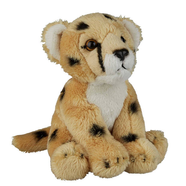Safari dieren serie pluche knuffels 2x stuks - Cheetah en Leeuw van 15 cm - Knuffeldier