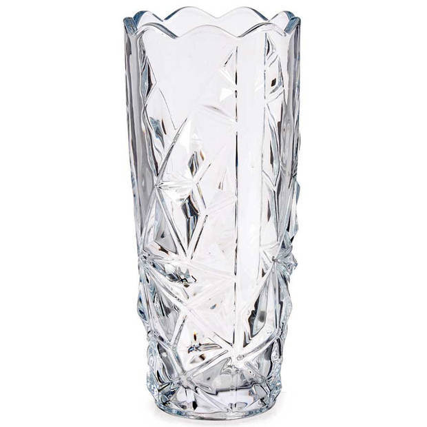 Bloemenvaas diamant relief 8 x 19,5 cm van glas - Vazen