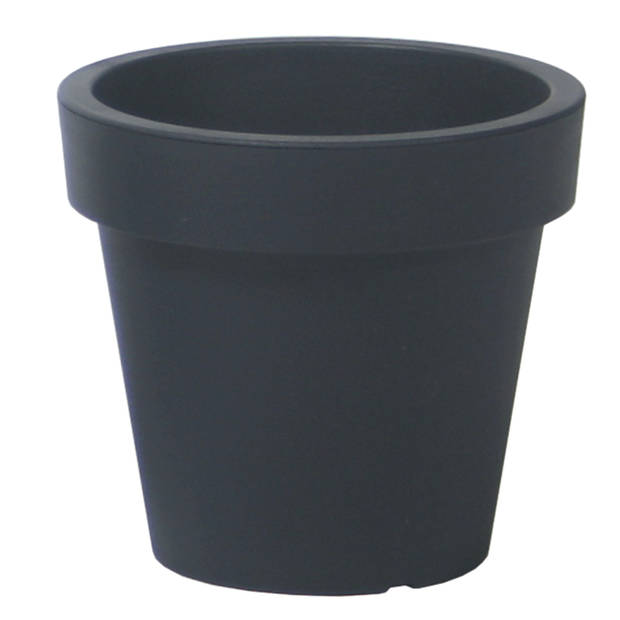 2x stuks basic plantenpot/bloempot kunststof dia 16 cm/hoogte 14.5 cm antraciet grijs - Plantenpotten