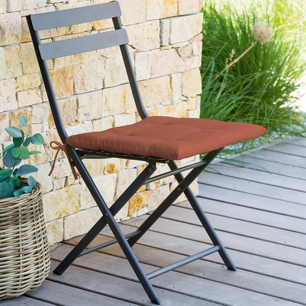 Set van 2x stuks stoelkussens voor binnen en buiten in de kleur Terra bruin 40 x 40 x 4 cm - tuinstoelkussens
