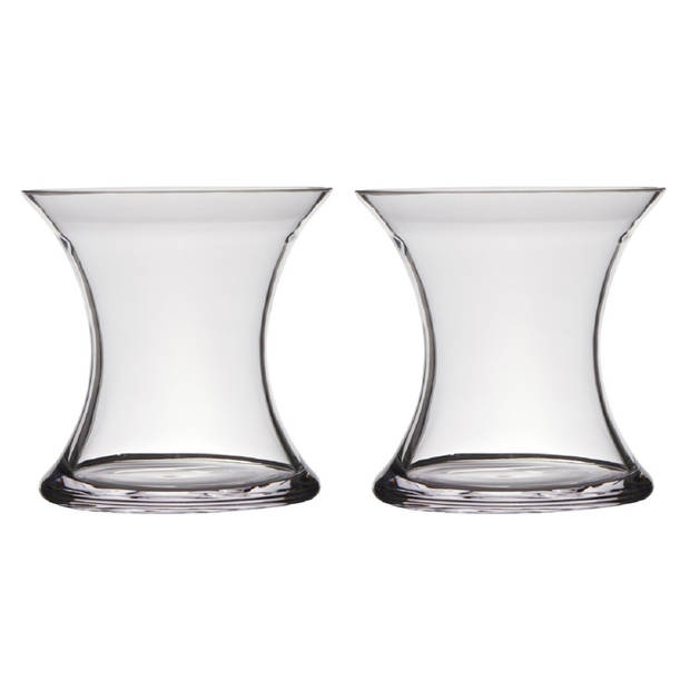 Set van 2x stuks transparante stijlvolle x-vormige vaas/vazen van glas 15 x 15 cm - Vazen