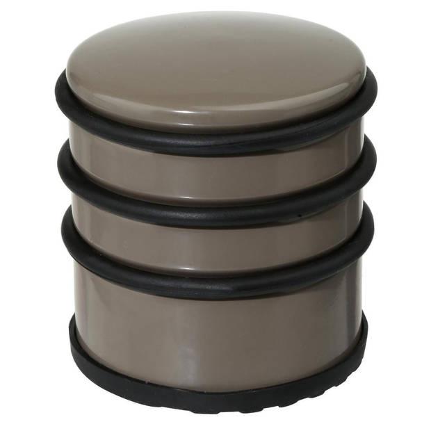 Ronde deurstopper taupe 7 x 7,5 cm van metaal - Deurstoppers