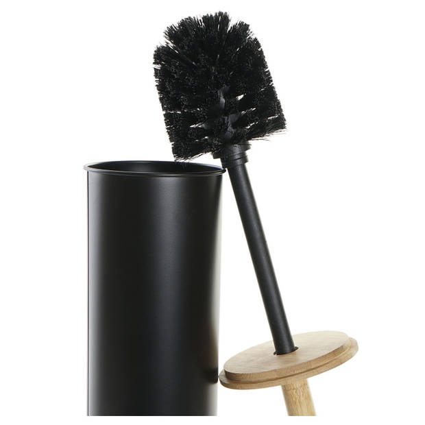 Set van 2x stuks toiletborstel zwart met houder van metaal 38 cm - Toiletborstels