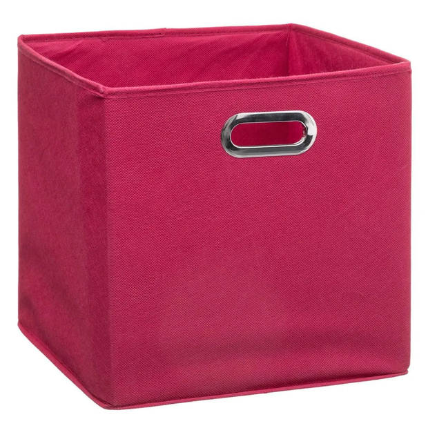 Set van 2x stuks opbergmand/kastmand 29 liter framboos roze linnen 31 x 31 x 31 cm - Opbergmanden