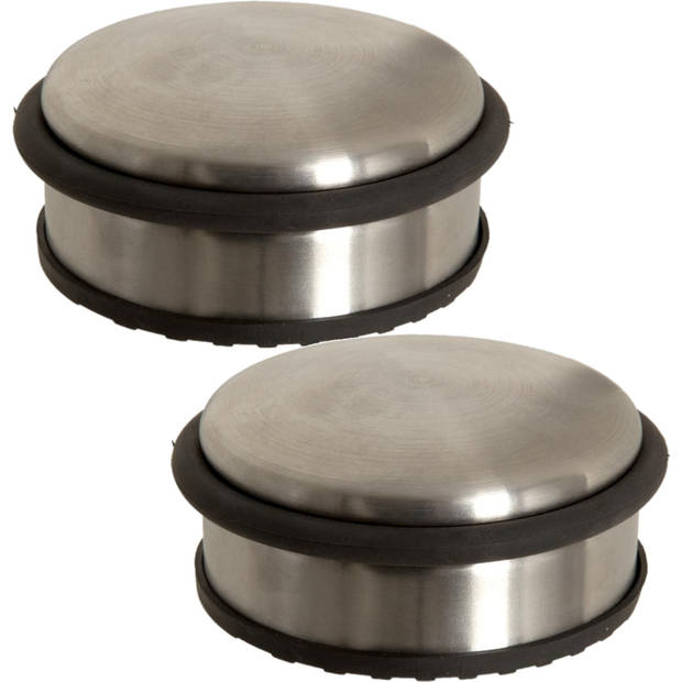 2x Stuks ronde deurstopper 10 x 4,5 cm van metaal - Deurstoppers