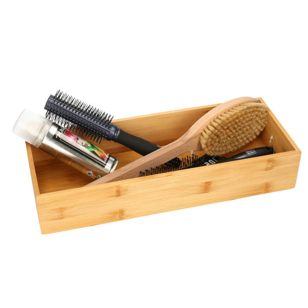 5Five Bestekbak/keuken organizer - 1-vaks - Tidy Smart - bamboe hout - 38 x 15 x 7 cm - Bestekbakken