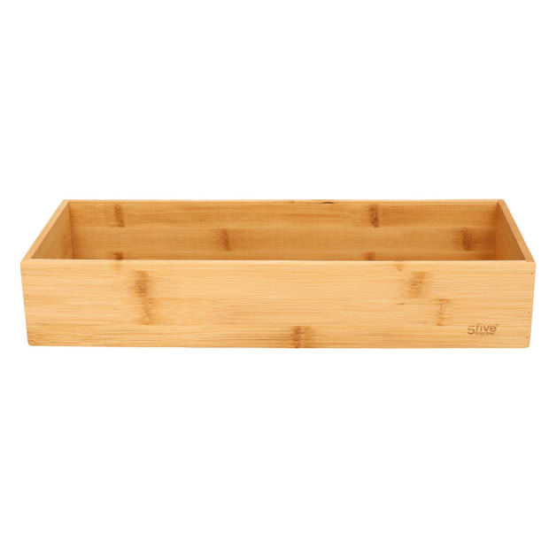 5Five Bestekbak/keuken organizer - 1-vaks - Tidy Smart - bamboe hout - 38 x 15 x 7 cm - Bestekbakken