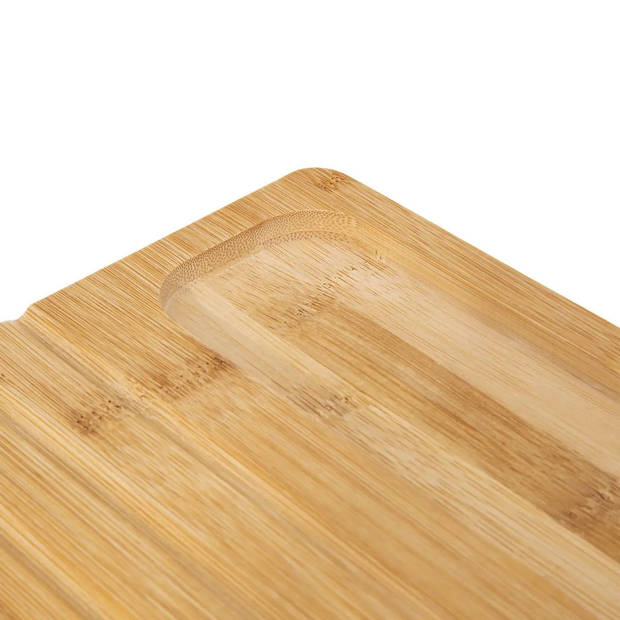 Brood snijplank 40 x 27 cm van bamboe hout inclusief broodmes en pincet - Snijplanken