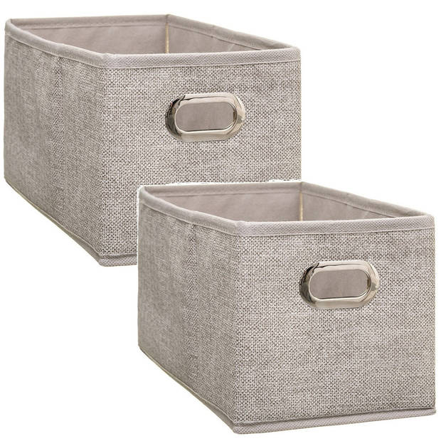 Set van 2x stuks opbergmand/kastmand 7 liter beige linnen 31 x 15 x 15 cm - Opbergmanden