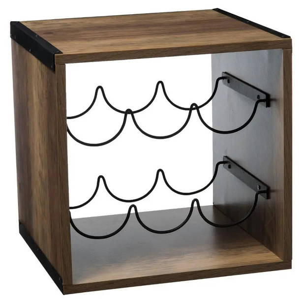 Houten flessenrek/wijnrek voor 6 flessen 31 x 31 x 31 cm - Wijnrekken