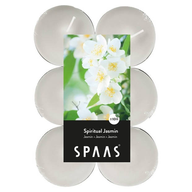 Candles by Spaas geurkaarsen - 24x stuks in 2 geuren Jasmin en Waterlilly flowers - geurkaarsen