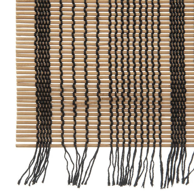 Set van 4x stuks placemats bamboe met franjes zwart 45 x 30 cm - Placemats