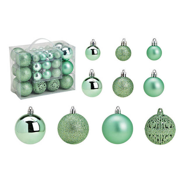 50x stuks kunststof kerstballen mint groen 3, 4 en 6 cm - Kerstbal