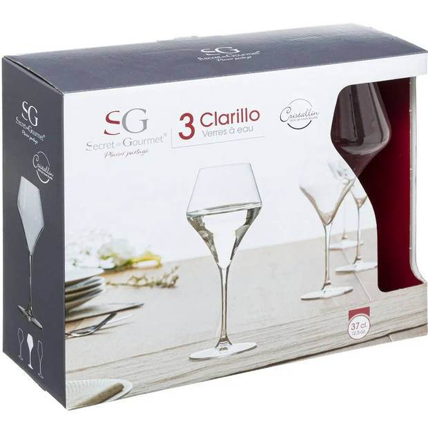Set van 6x wijnglazen voor rode wijn Clarillo 370 ml van glas - Wijnglazen