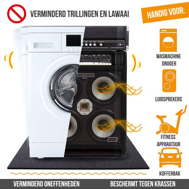 Strex Anti Trillingsmat Wasmachine en Wasdroger - 60 x 60 CM - Geluidsdempende Antislip Mat - Trillingsdemper - Rubber