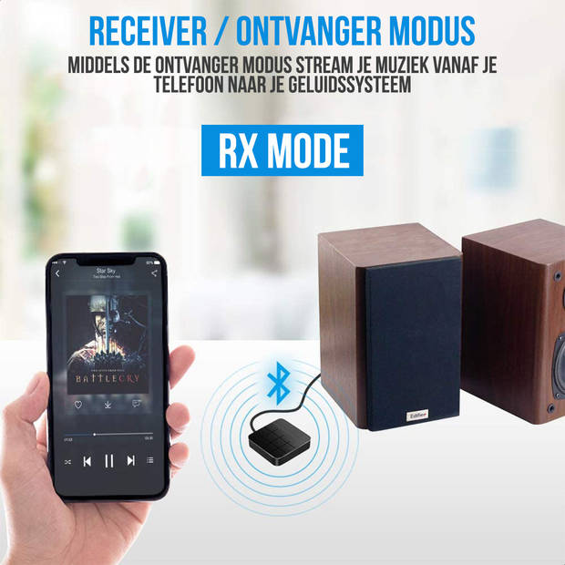 Strex Bluetooth Transmitter & Receiver 2 in 1 - BT 5.0 - 3.5MM AUX / RCA - Bluetooth Zender - Bluetooth Ontvanger -