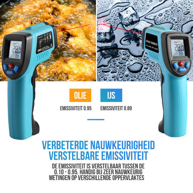 Strex Digitale Infrarood Thermometer - Bereik -50 t/m +550 °C - IR Thermometer - Warmtemeter