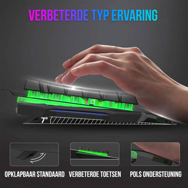 Strex Gaming Toetsenbord met LED RGB Sfeerverlichting - Qwerty - Game Toetsenbord