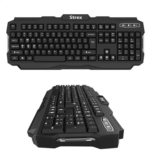 Strex Gaming Toetsenbord met LED RGB Sfeerverlichting - Qwerty - Game Toetsenbord