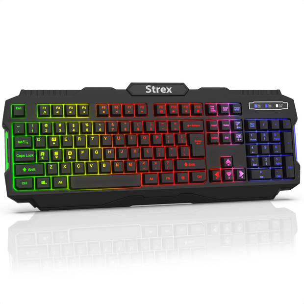 Strex Gaming Toetsenbord met LED RGB Sfeerverlichting - Qwerty - Game Toetsenbord