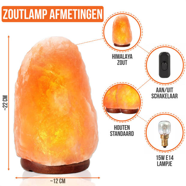 Strex Zoutlamp Himalayazout - 2/3KG - Incl. aan/uit schakelaar en lamp