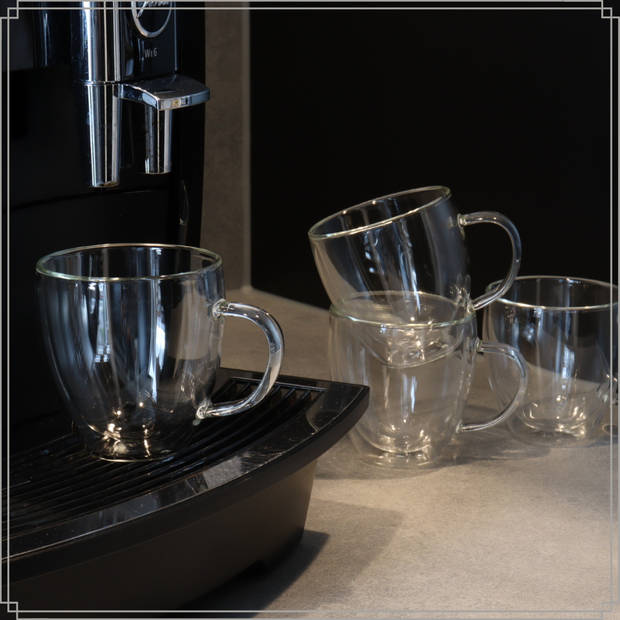 OTIX Dubbelwandige koffieglazen - Koffiekopjes - Koffietassen - 245 ml - Set van 6