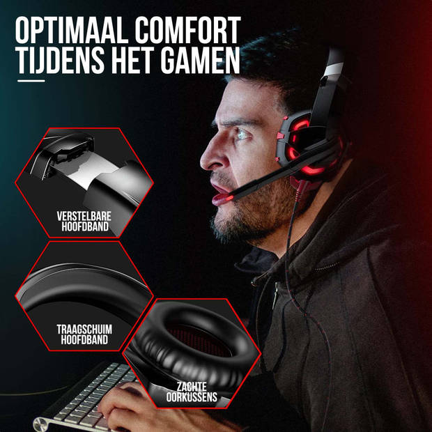 Strex Gaming Headset met Microfoon Rood - PC + PS4 + PS5 + Xbox One + Xbox Series