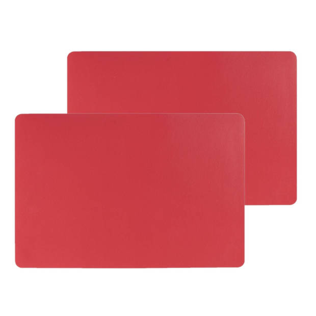 Set van 4x stuks placemats PU-leer/ leer look rood 45 x 30 cm - Placemats