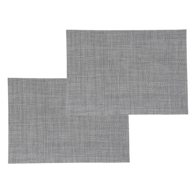 Set van 4x stuks placemats uni grijs texaline 50 x 35 cm - Placemats