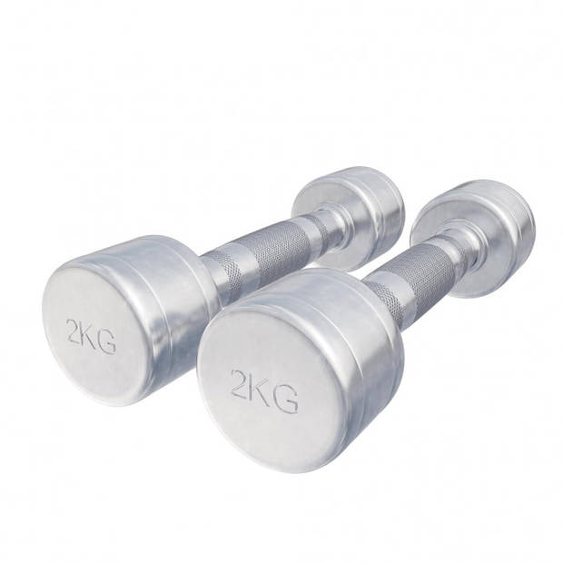 Gorilla Sports Dumbellset 4 kg - 2x2 kg - Halterset - Vaste dumbbells - Chroom