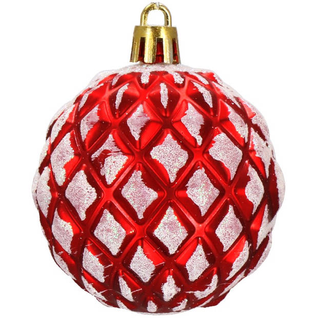 Kerstballen 30 Stuks 6 cm Rood/Wit