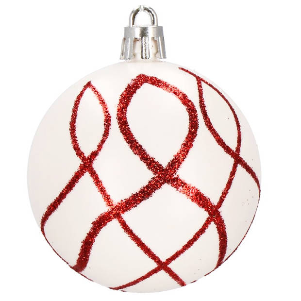 Kerstballen 30 Stuks 6 cm Rood/Wit