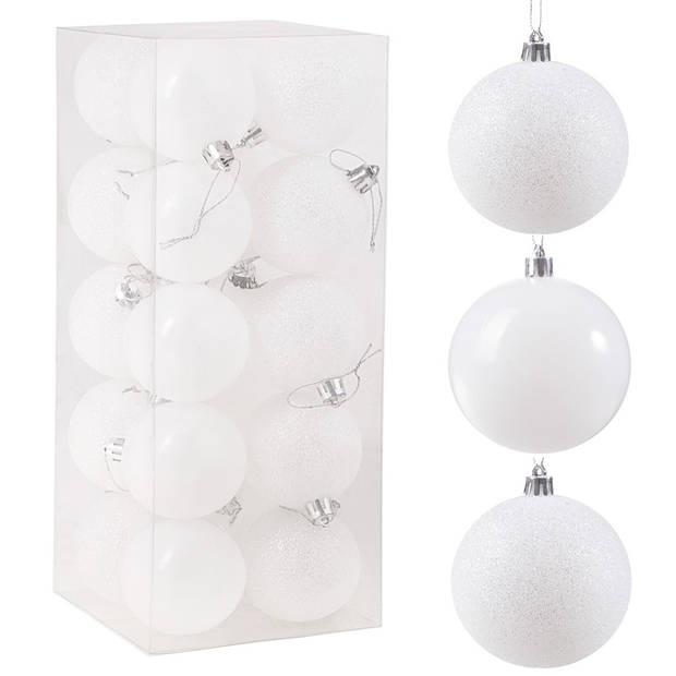 Kerstballen 20 Stuks 6 cm Wit