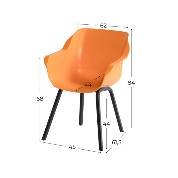 Hartman Sophie Element dining armstoel - Indian Orange - Alu poot