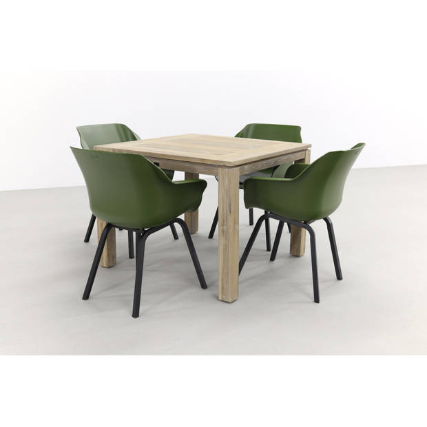 Hartman Sophie tuinstoel Moss Green/Rome grey 100 cm. - 5-delig