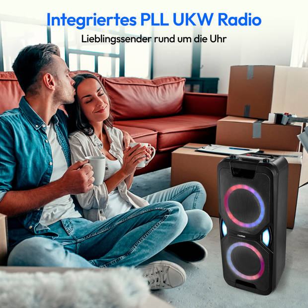 LIFE® P61468 Party-luidspreker PLL-UKW radio Bluetooth® 5.0 rijk geluid verschill…