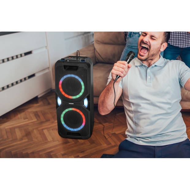 MEDION P61468 - Party box - Party Speaker met Microfon - Oplaadbare accu - Bluetooth - Karaoke - LED Lichteffecten- 2 x