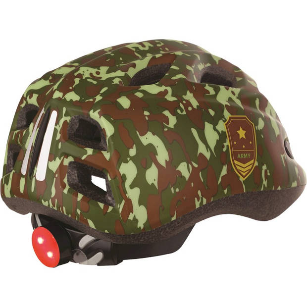 Polisport JuniGoud fietshelm s 52-56cm army met led licht