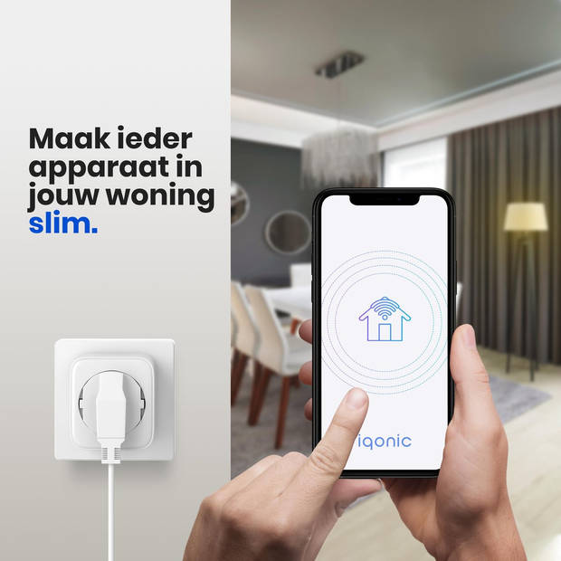 Iqonic Slimme Stekker - Met Energiemeter & Tijdschakelaar - Smart Plug - Smartphone App