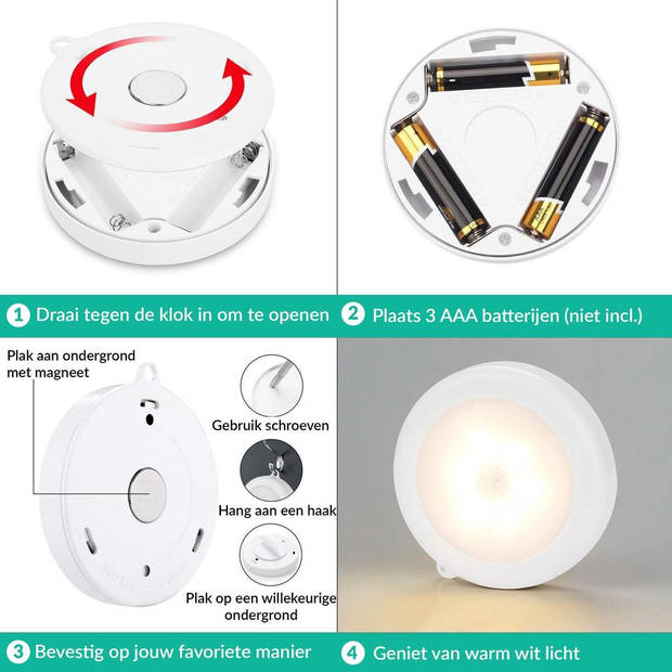 Iqonic - 3 Pack Draadloze Ledlamp - Warm Wit - LED Kastverlichting - Bewegingssensor - Batterij - Keukenverlichting