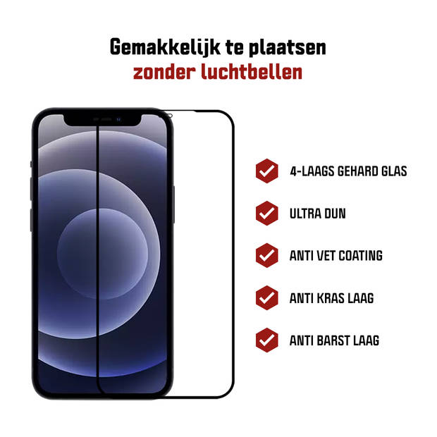 2-pack Kratoshield iPhone 12 Screenprotector - Gehard glas - Full Cover