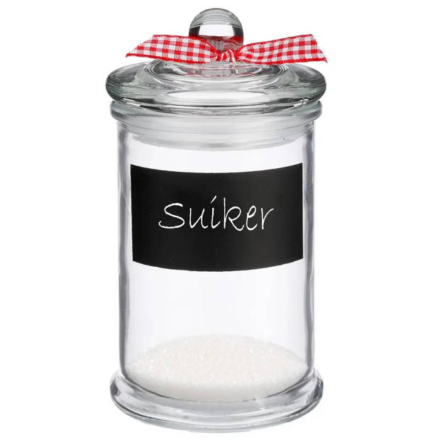 Kruidenpotjes/voorraadpotjes met krijtvlak - 2x stuks - 350 ml - glas - Voorraadpot