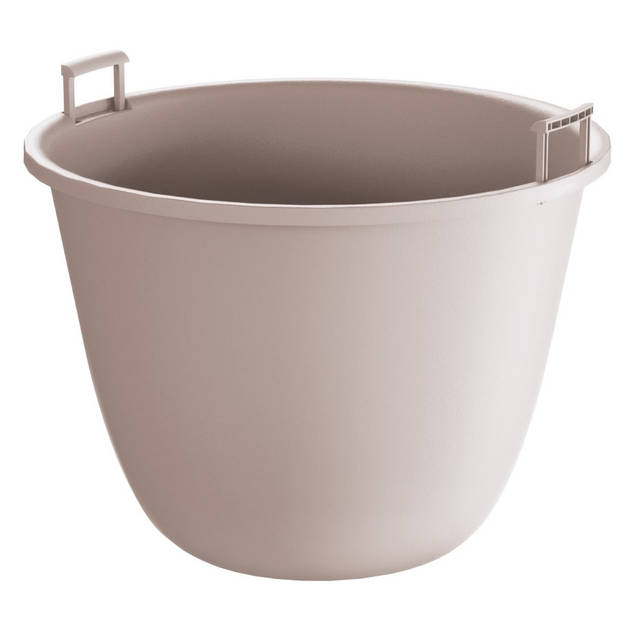 Plantenpot/bloempot kunststof dia 14.5 cm en hoogte 11 cm beige/taupe - Plantenpotten