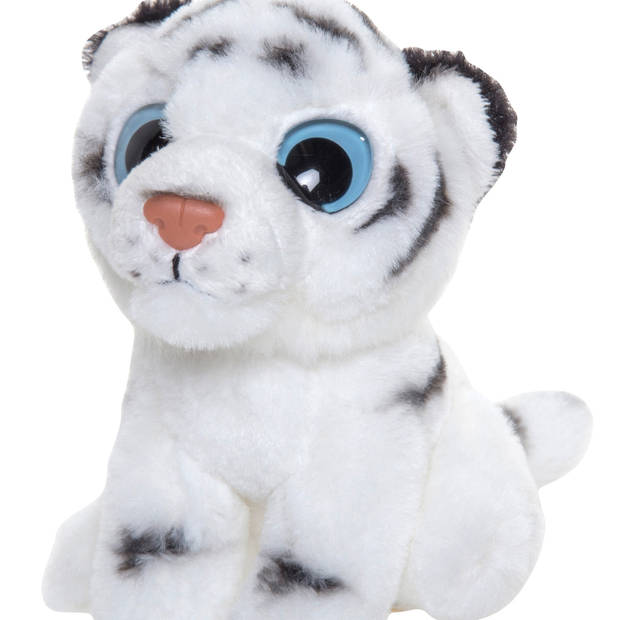 Nature Planet Knuffeldier Tijger - wit - pluche stof - 13 cm - dieren cadeau - Knuffeldier