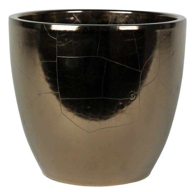 Steege Plantenpot/bloempot - keramiek - goud - glanzend - 24 x 22 cm - Plantenpotten