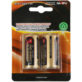 Batterij - Aigi Dolu - R14/C - 1.5V - Zink-Carbon Batterijen - 2 Stuks