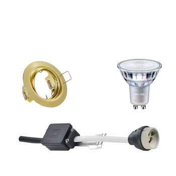 LED Spot Set - GU10 Fitting - Inbouw Rond - Mat Goud - Kantelbaar Ø83mm - Philips - MASTER 927 36D VLE - 3.7W - Warm Wit