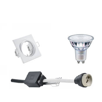 LED Spot Set - GU10 Fitting - Inbouw Vierkant - Mat Wit - Kantelbaar 80mm - Philips - MASTER 927 36D VLE - 3.7W - Warm